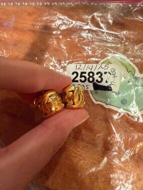 CHANEL Gold-Tone CC Knot Clip-On Earrings